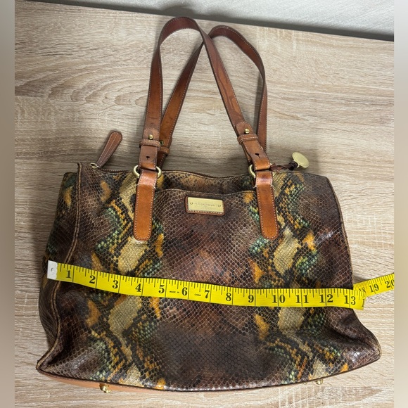 Brahmin Brown Leather Snake Print Tote Bag - Picture 10 of 16